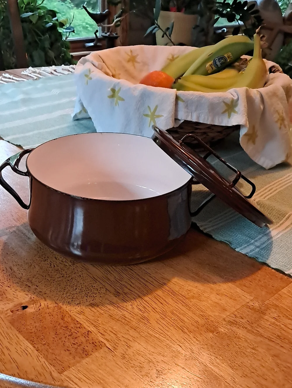 Dansk Brown Enamel Covered Casserole with Handles